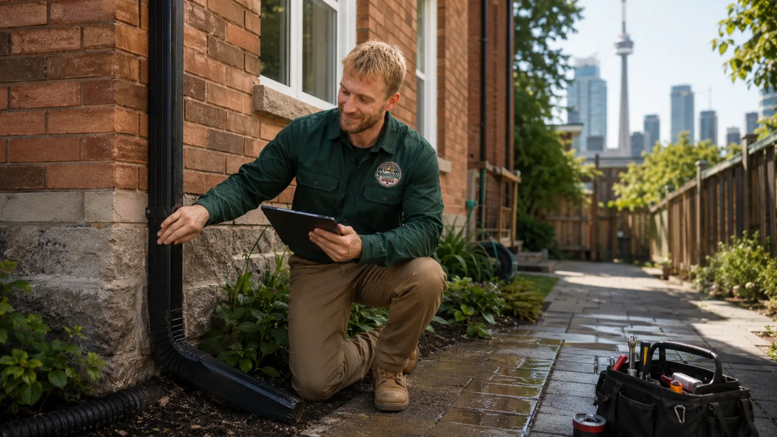 Property exterior inspection with a tablet