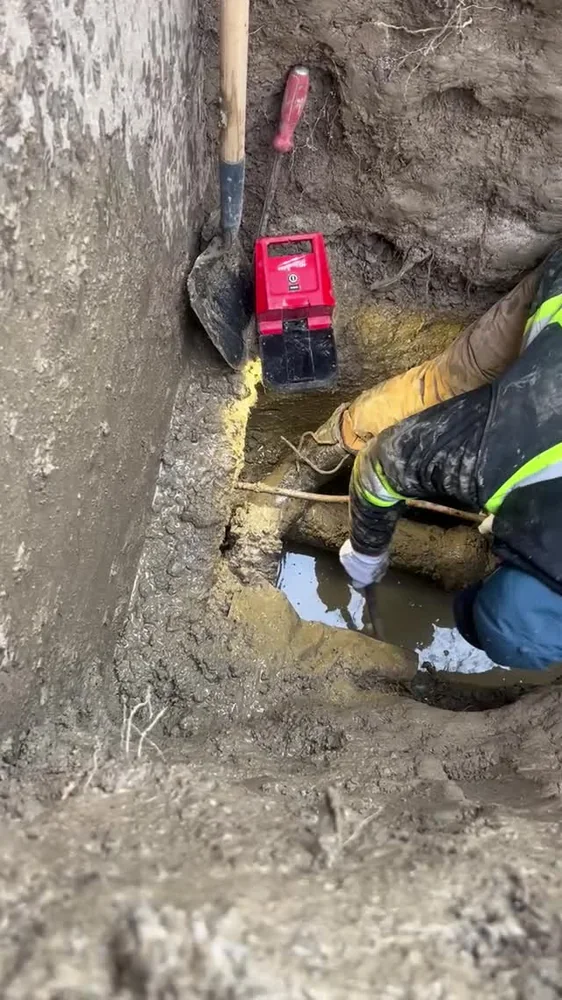 Deep sewer lateral excavation